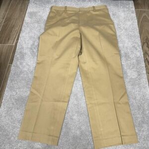 Orvis Pants Mens 36x27 Beige Khaki Flat Front Straight Leg Cotton Chino Casual